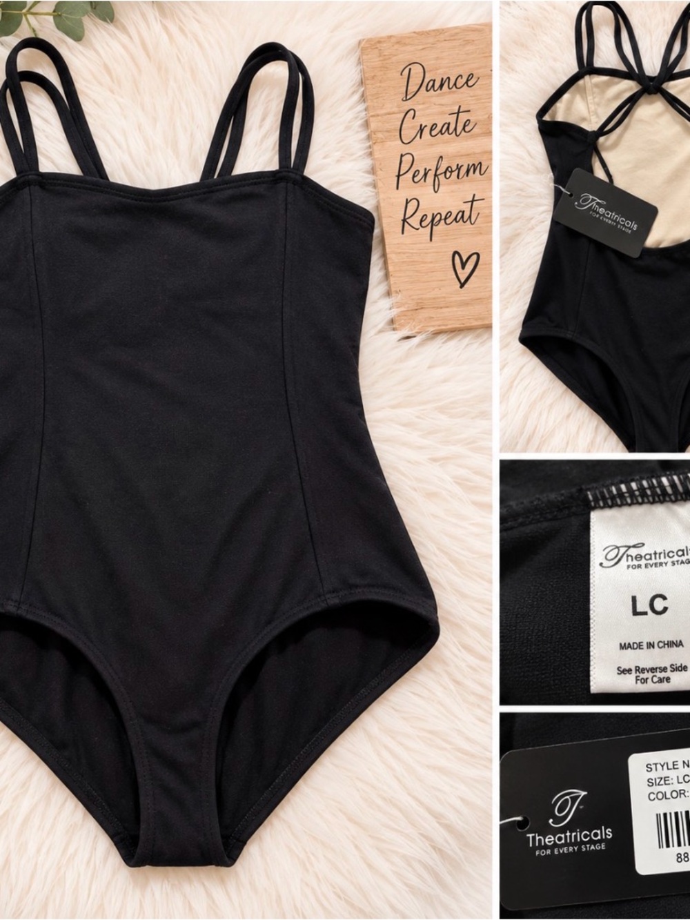 Theatricals Girls' Black Double-Strap Dance Leotard